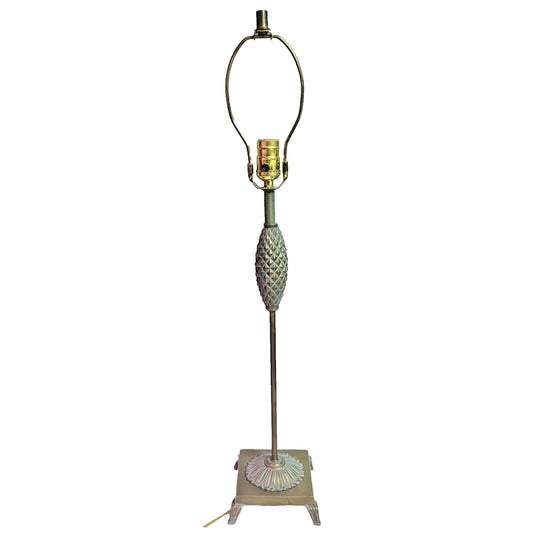 MCM Wescal Tall Cast Metal Bronze Lamp Pineapple Sculptural Footed Lily As Is