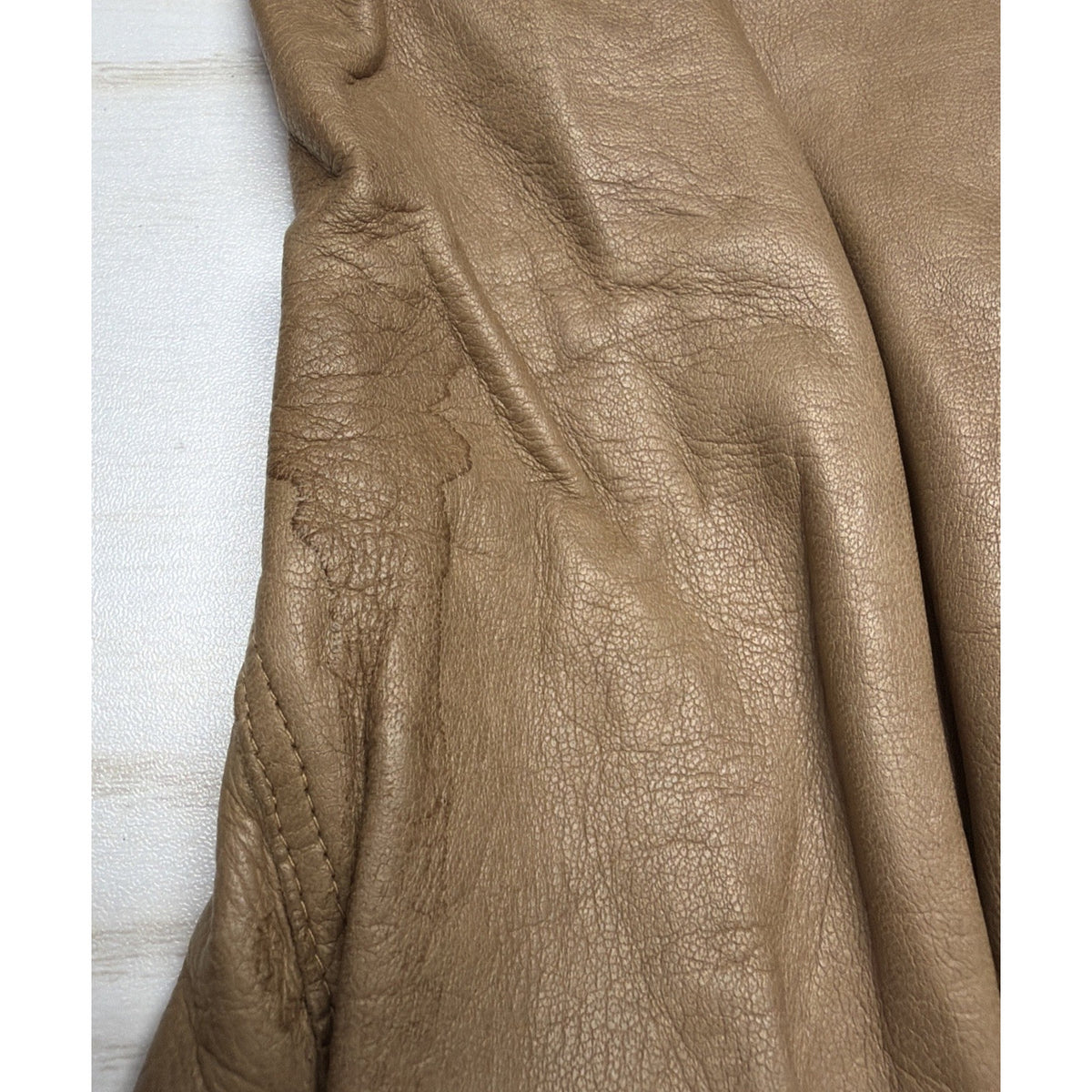 Vintage Womens Astor One Italy Tan Leather Gloves Silk Lined Long As Is Sz 7.5