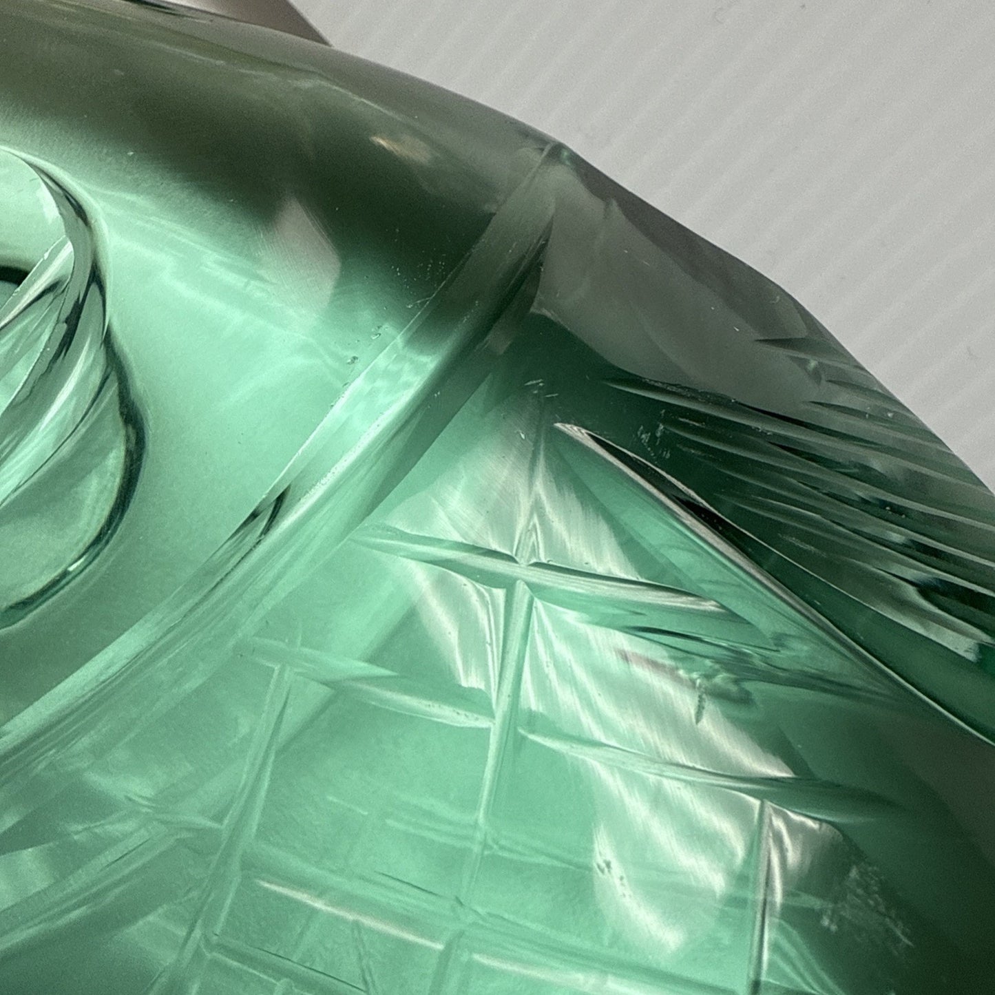 Vintage Cut Crystal Goldfish Big Eye Koi Fish Sculpture Aqua Green As-Is