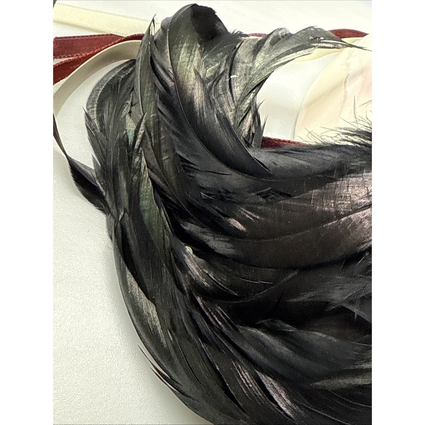 Unique Creations Ceramic Glazed Mask Feathers Pearl Signed Sticker 318/500 As-Is