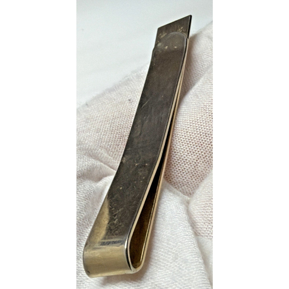 Vintage Large Gold Tone Tie Clip Center Pattern Textured As Is