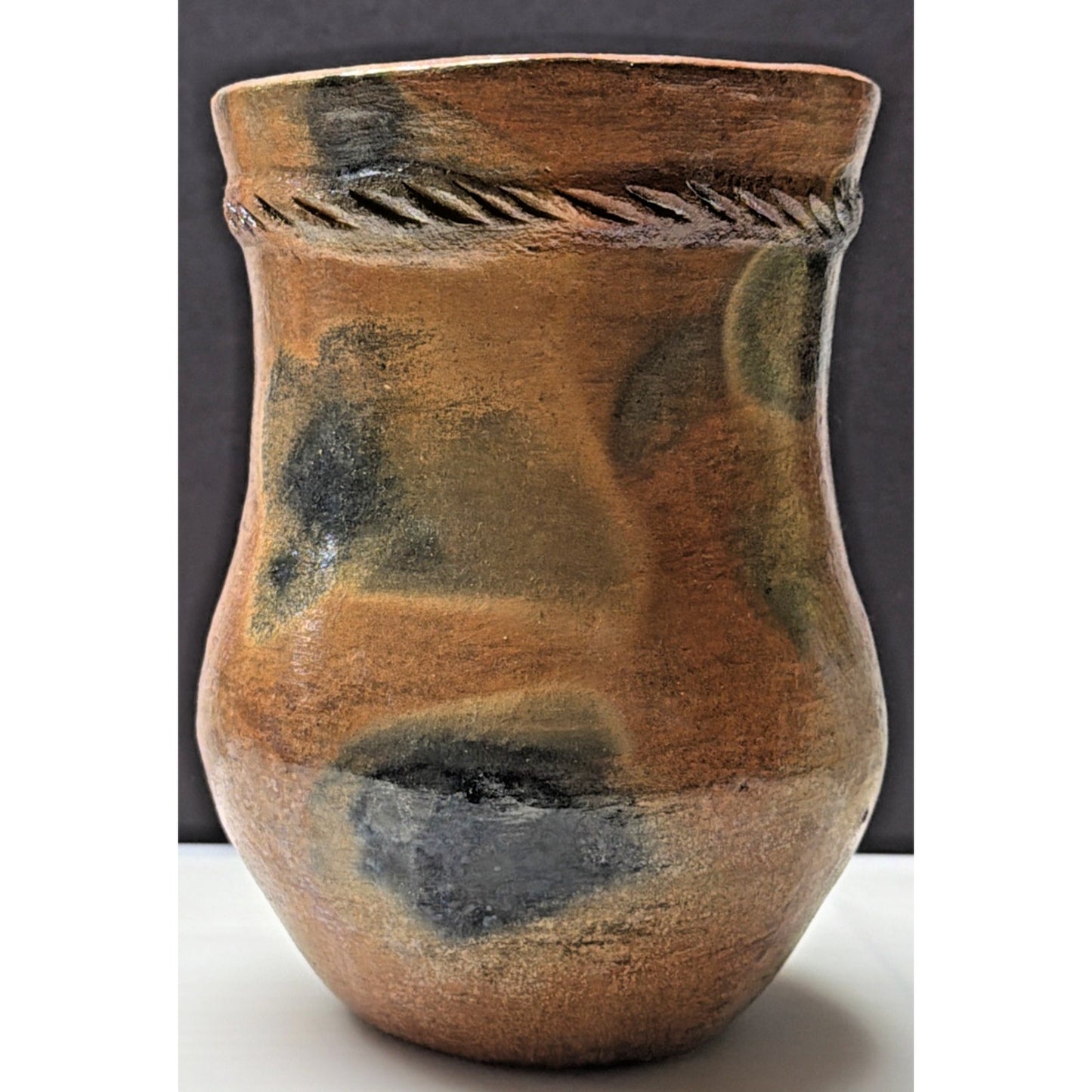Vintage Navajo Art Pottery Vase Pinon Pine Pot Rope Glazed Fired As Is