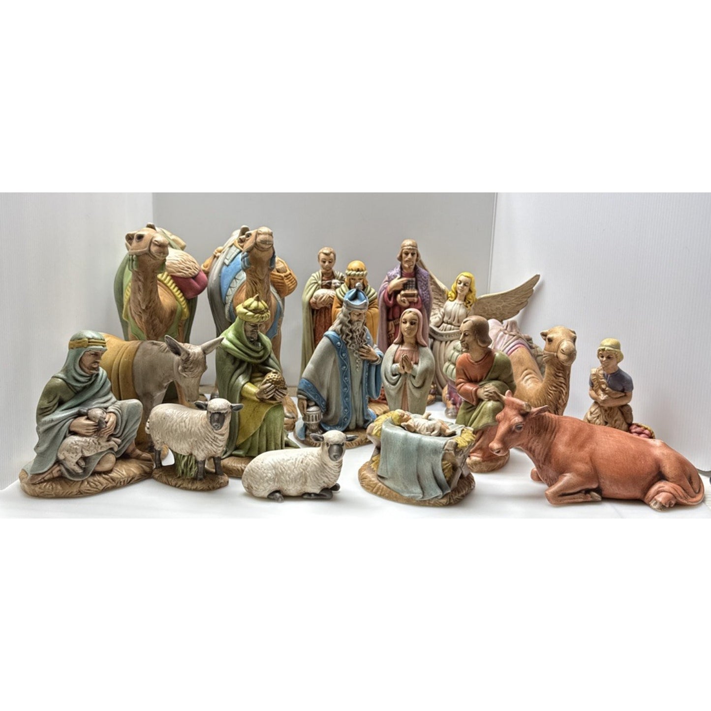 Vintage Lot of 19 Holland Mold Ceramic Nativity Set Painted As Is