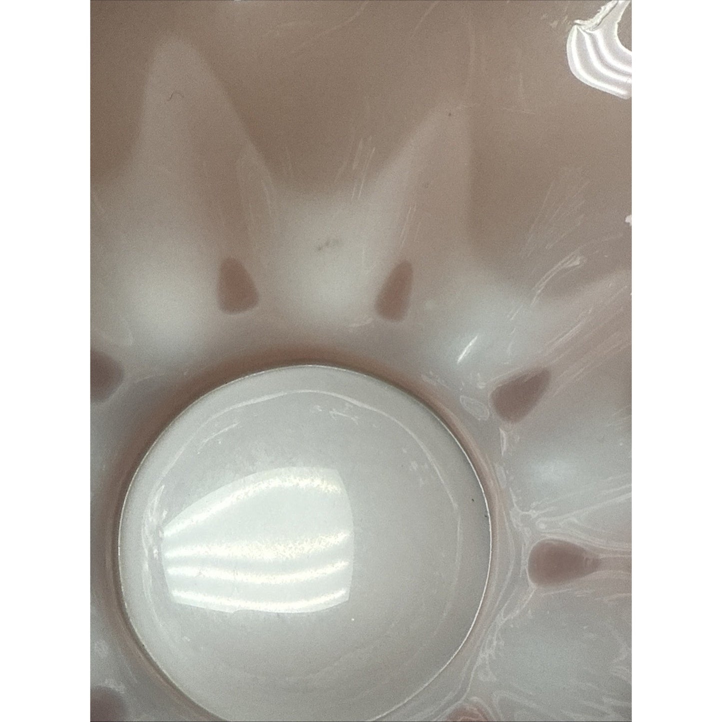 Vintage Fenton Glass Rose Overlay Pink Melon Bowl Crimped Wavy Edge