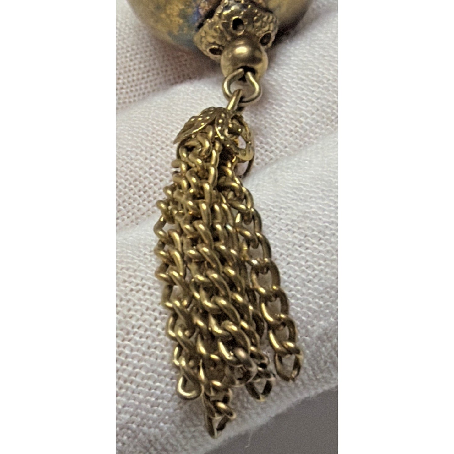 Vintage Baroque Style Pendant Ball Gold Tone Chain Tassel As Is