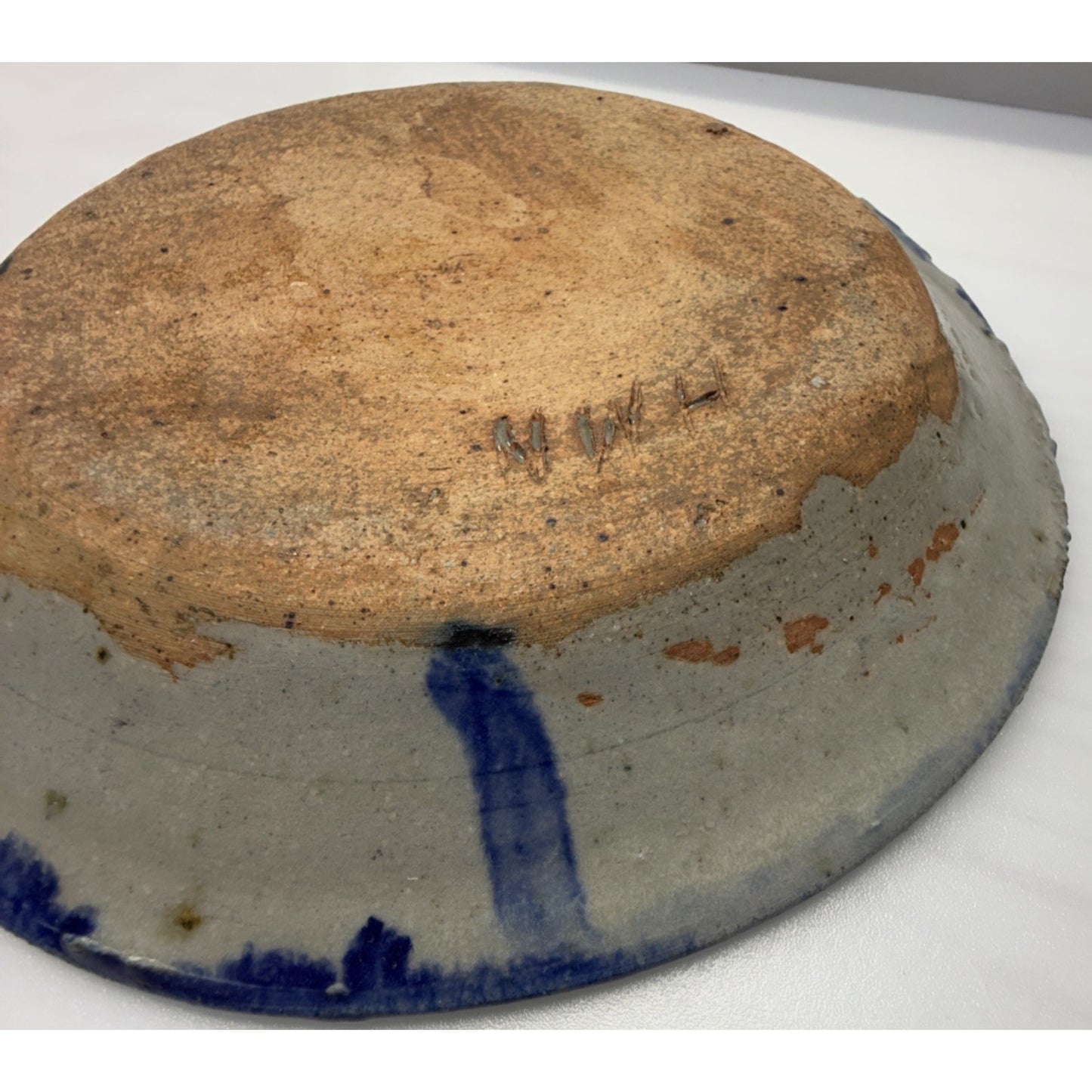 Vintage Lot of 2 HMN Art Pottery Star Platter Plate Bowls Stoneware Blue