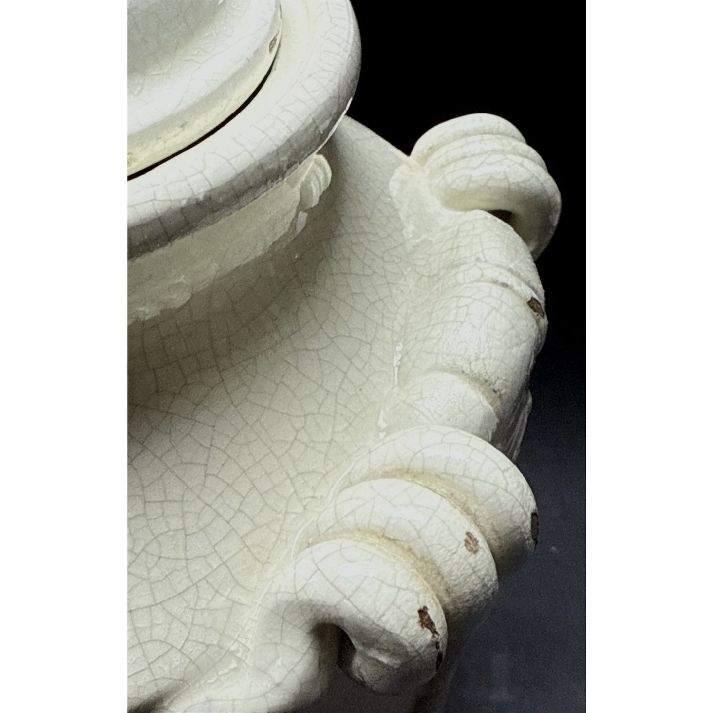 Vintage Leona Lavorato A Mano Italy Crackle Glaze Cream Canister Jar 9.25" As-Is