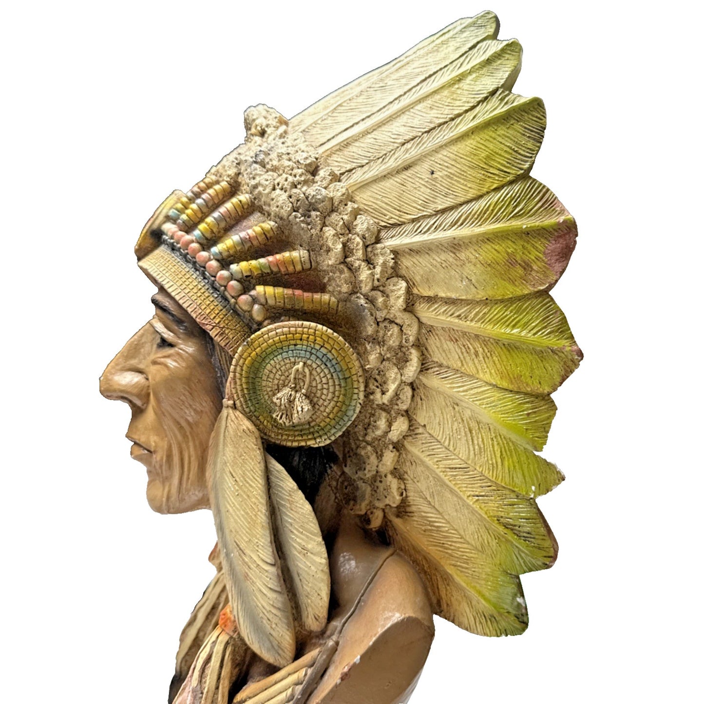 Vintage Apsit Bros of California Native American Indian Chief Bust Large As Is
