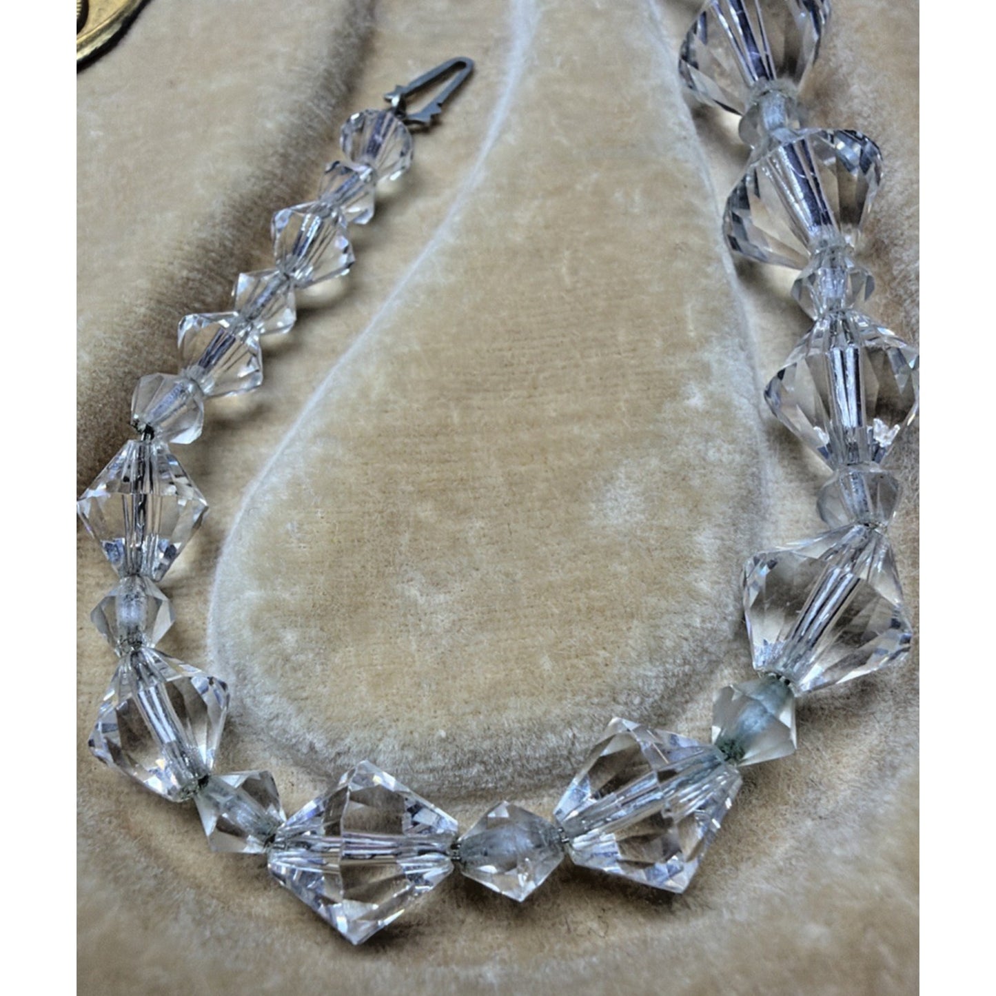 Art Deco La Tausca Jewelry Box Rock Crystal Faceted Necklace As Is Read Descript