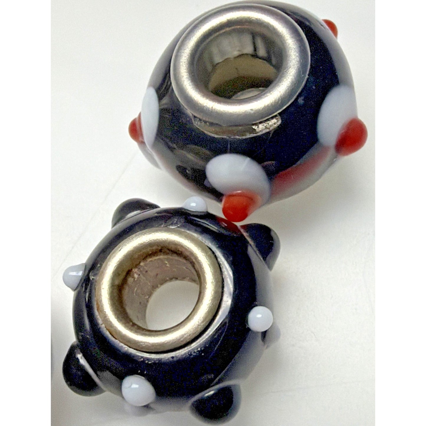 Lot of 10 Lampwork Art Glass Porcelain Floral Sterling Silver Bead Charms As Is