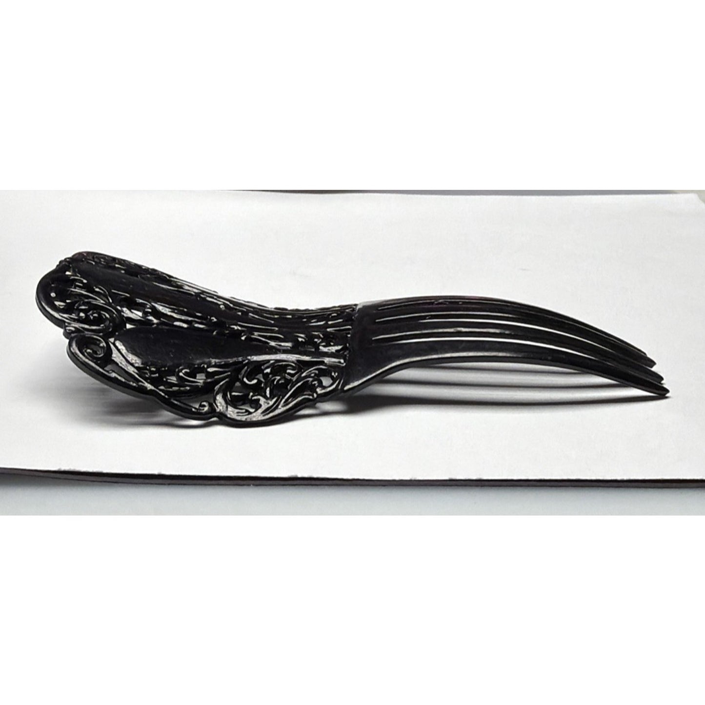 Art Deco Black Mantilla Hair Comb Celluloid Ornate Spanish Style