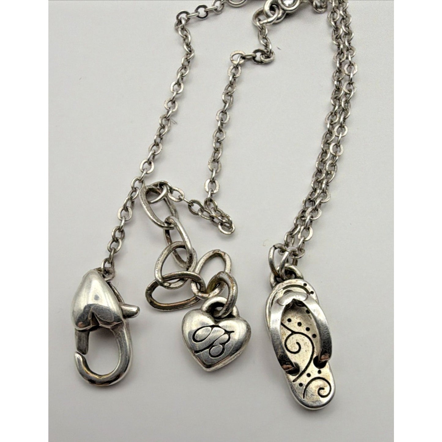 Brighton Heart Charm Anklet Rhinestone Flip Flop Sandal