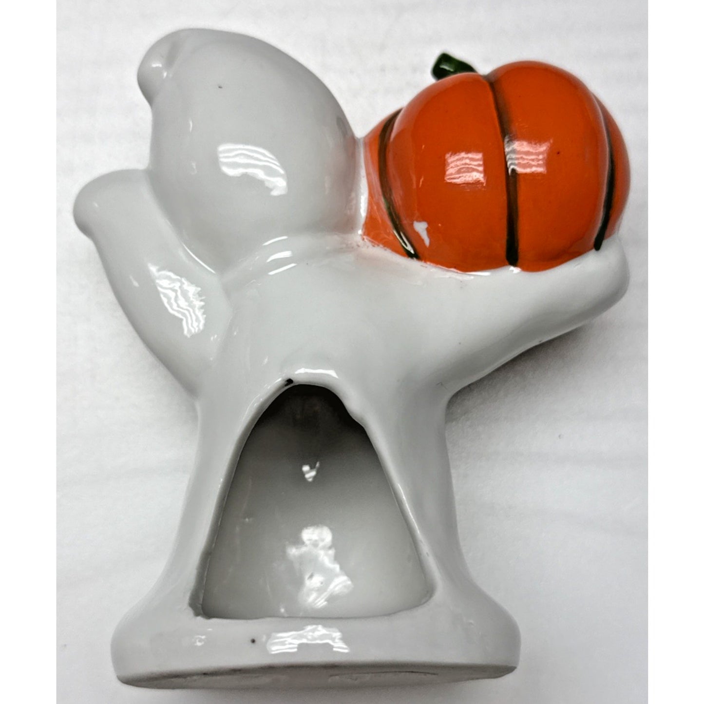 Vtg Midwest Cannon Falls Halloween Ceramic Ghost Pumpkin Candle Holder Luminary