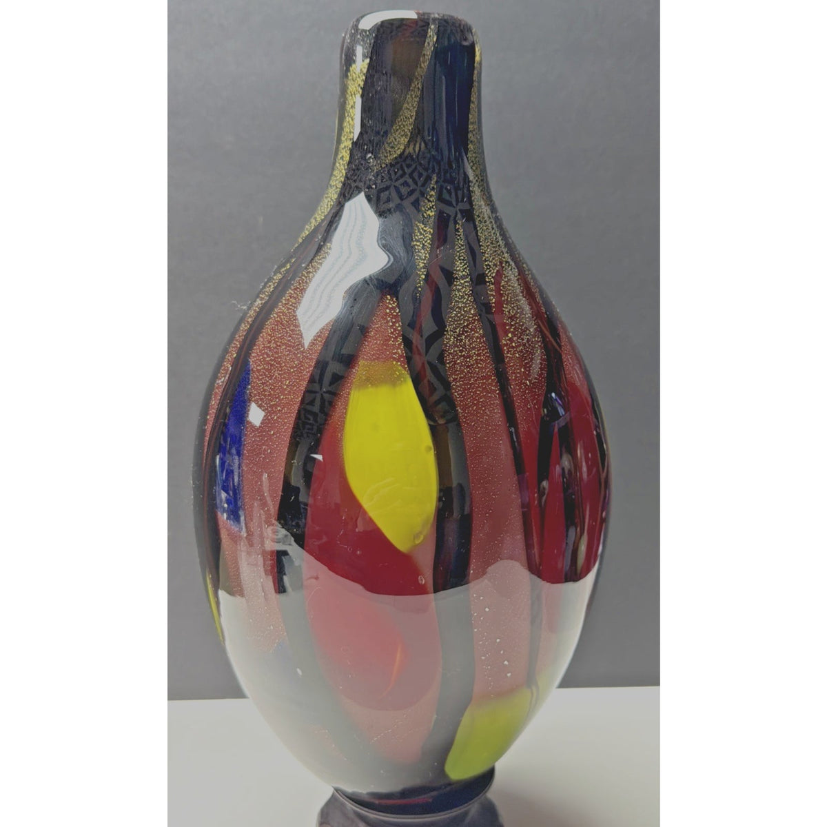 Vintage Murano Glassware Art Glass Vase Abstract Sommerso Aventurine Confetti