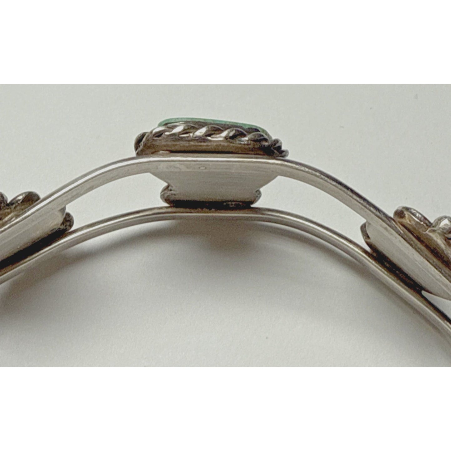 Vintage Native Sterling Silver Turquoise Cuff Bracelet Ornate 3 Stone As Is