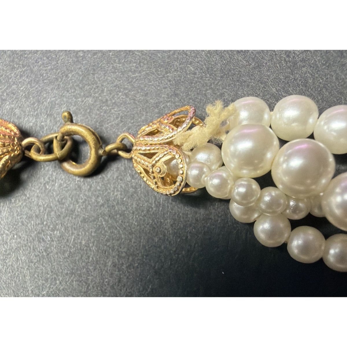 Vintage Multi Strand Faux Pearl Necklace Lariat Long Clasp