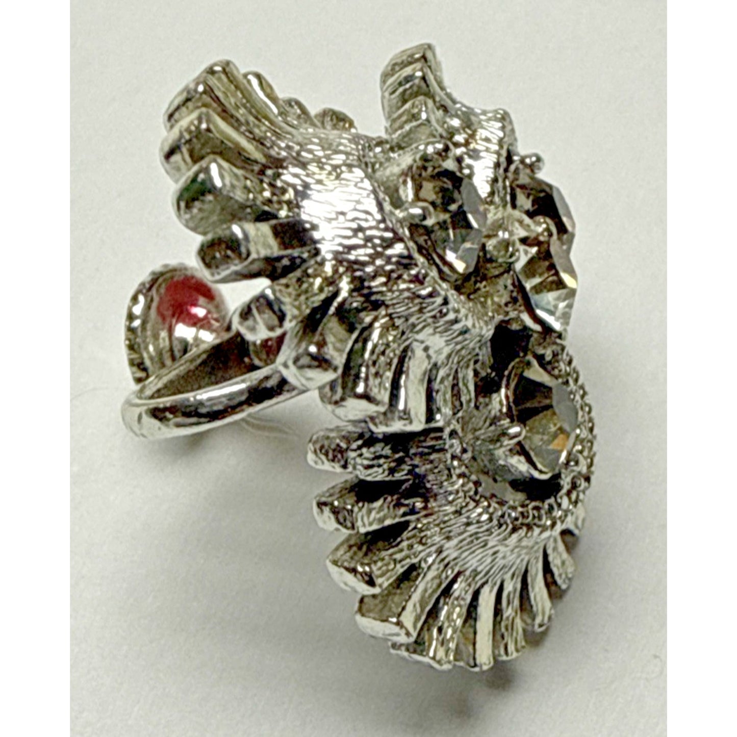 Vtg Coro Earrings Clip On Atomic Sunburst Rhinestone Flower Silver Tone As Is