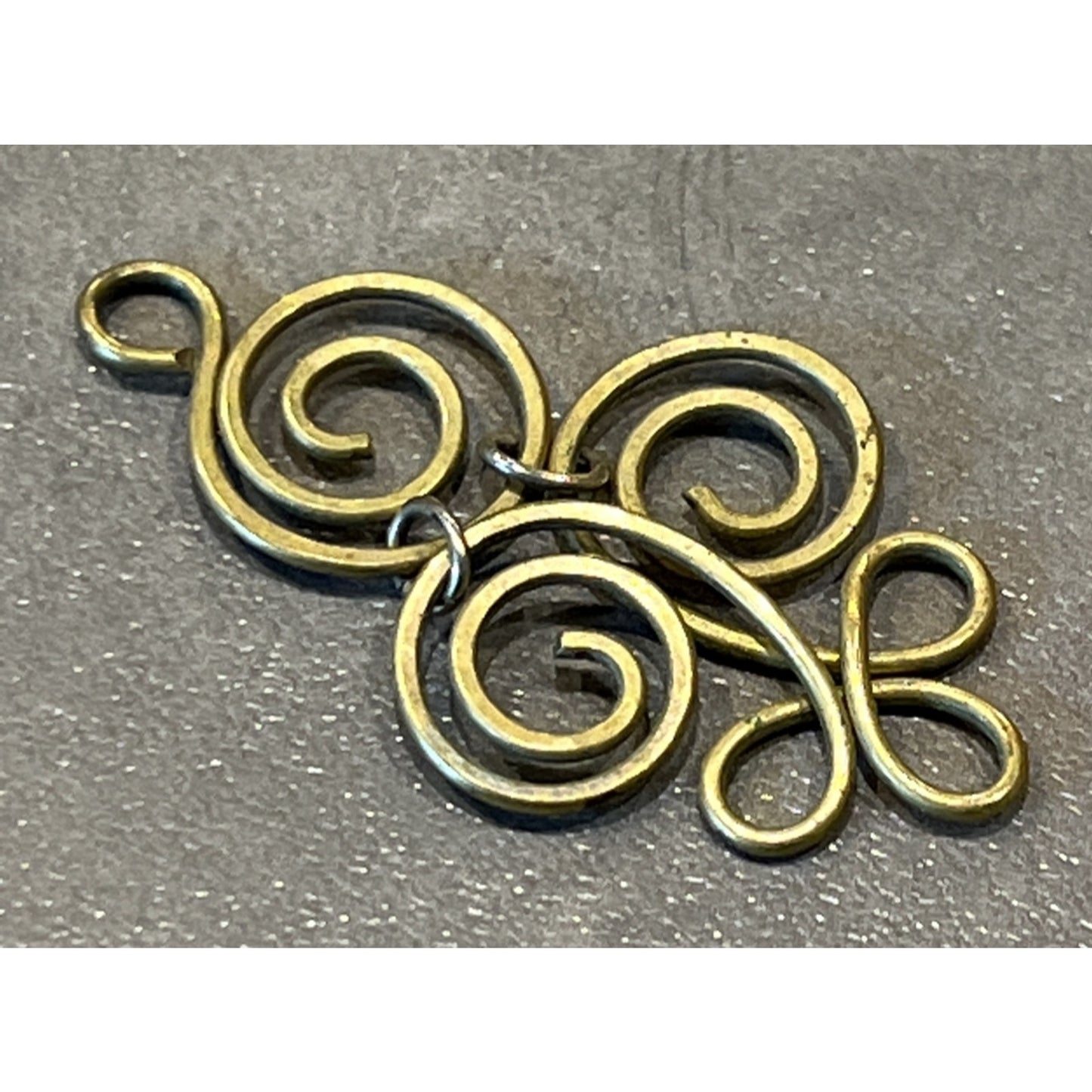 Vintage Celtic Budding Spiral Pendant Charm Gold Tone Brass