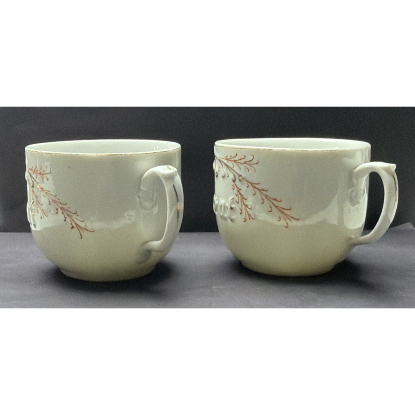 Antique Lot of 2 German Mug Cups Bluebell Lily Valley Present Hand Painted
