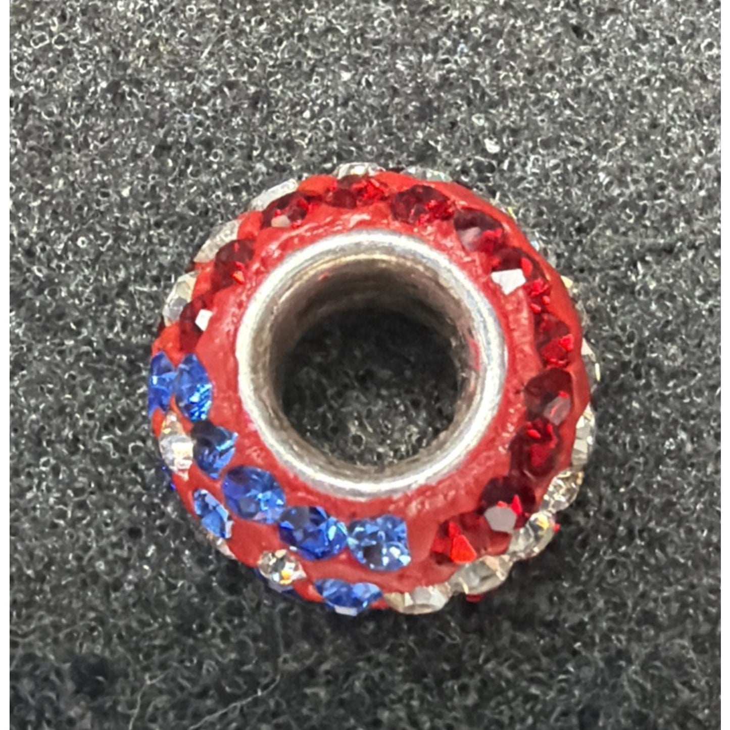 Vintage 925 Pave Crystal American Flag Bead Charm As Is