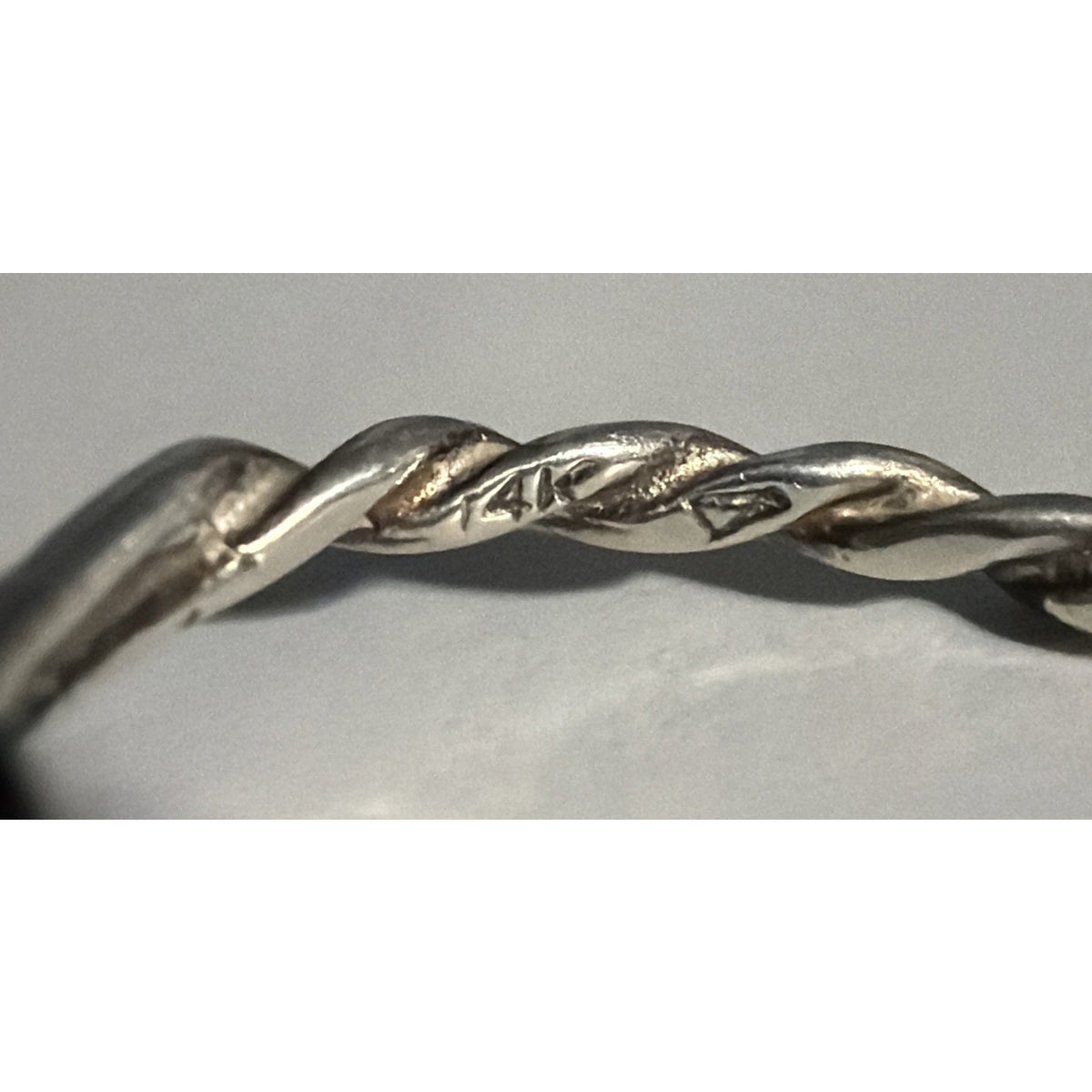 Antique 14k White Gold Twisted Rope Love Knot Ring Sz 4.5 As Is