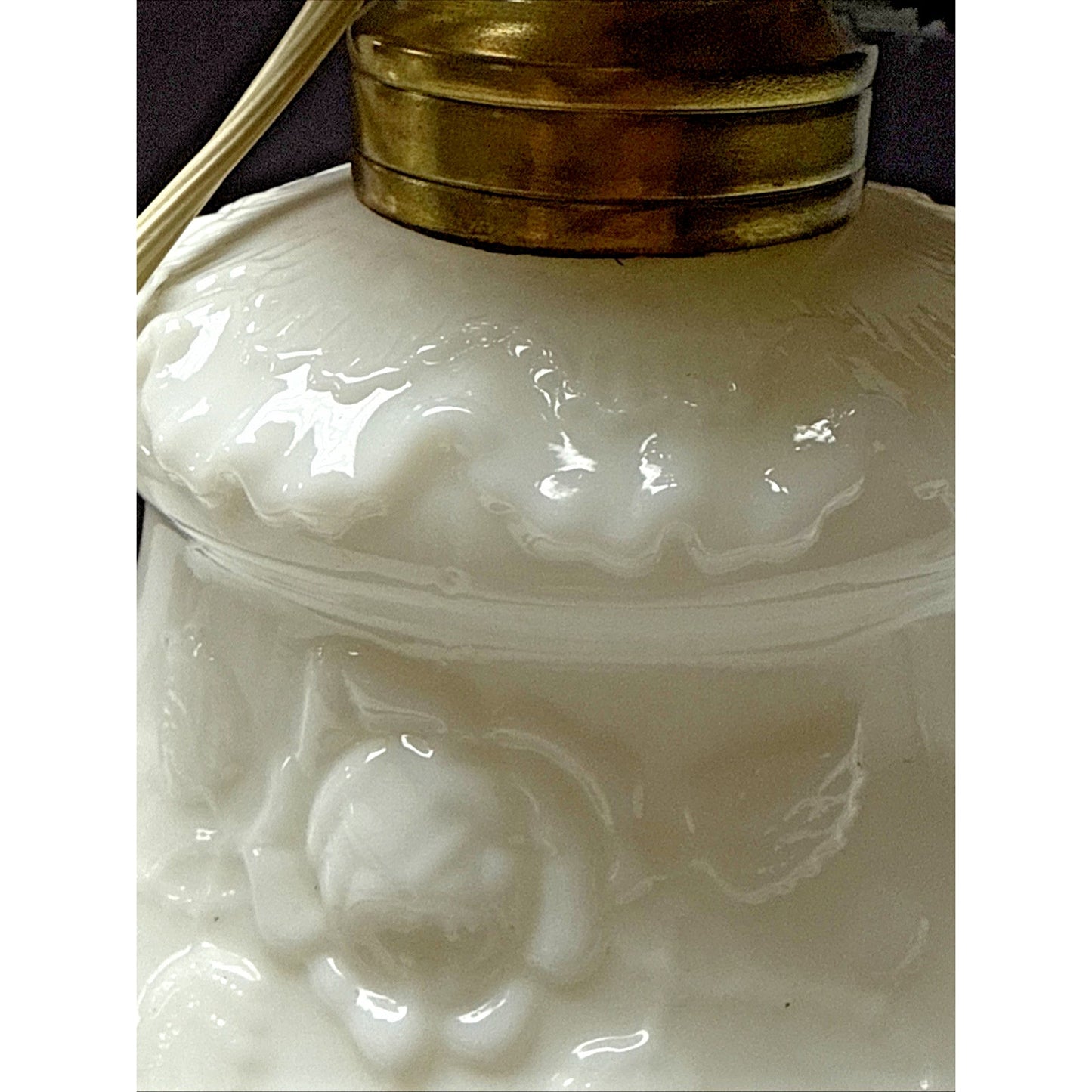 EAPG Dithridge Colonial OMN Rose Wreath Milk Glass Rose Wreath Lamp Base As-Is