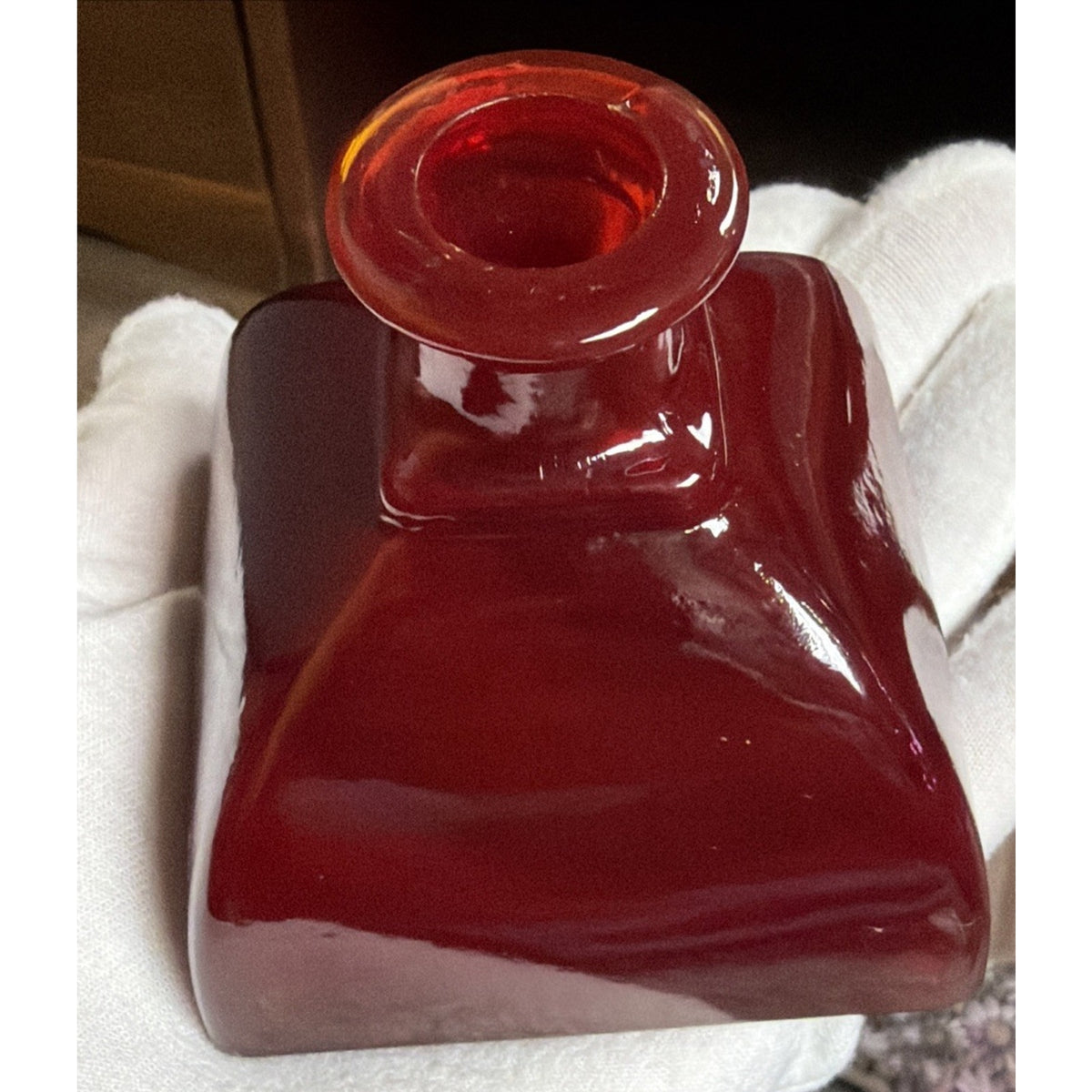 MCM Manganese Art Glass Ruby Red Perfume Bottle Stopper Dauber Italy As Is