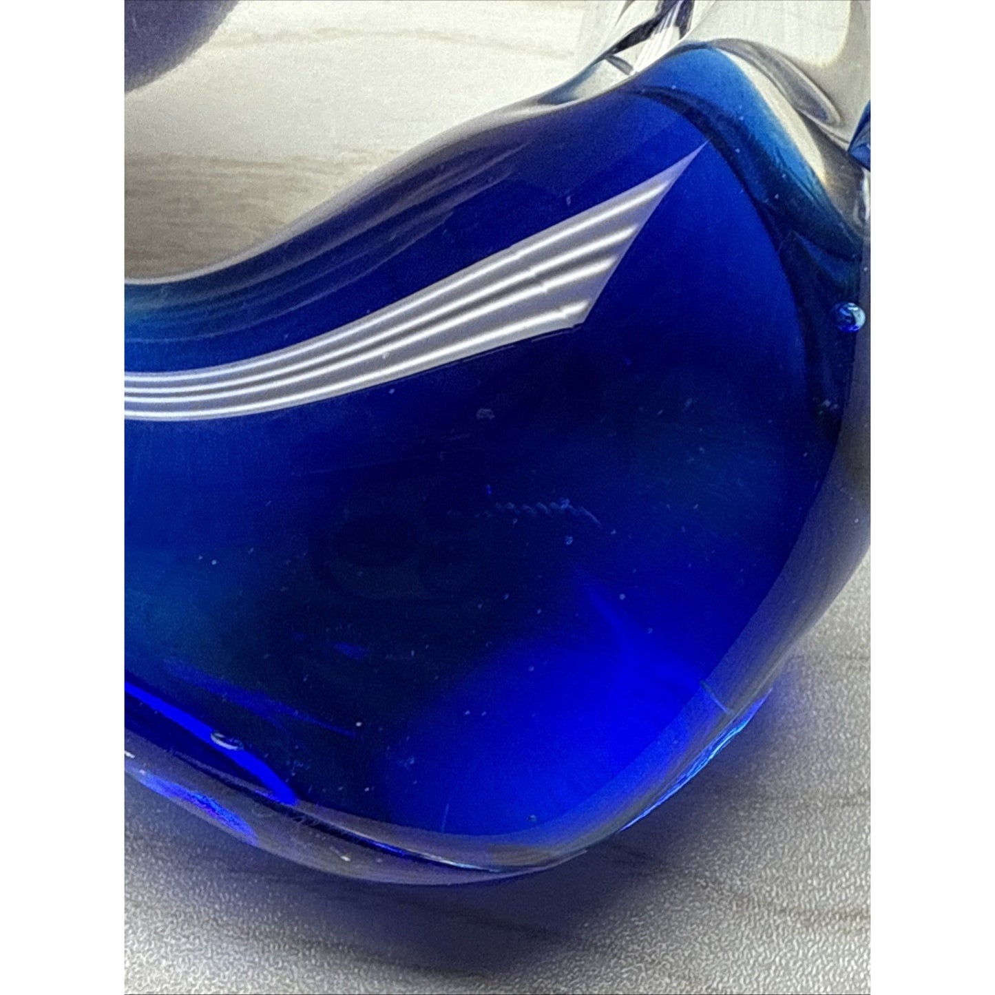 Vtg Murano Sommerso Art Glass Swan Long Neck Figurine Cobalt Blue Paperweight