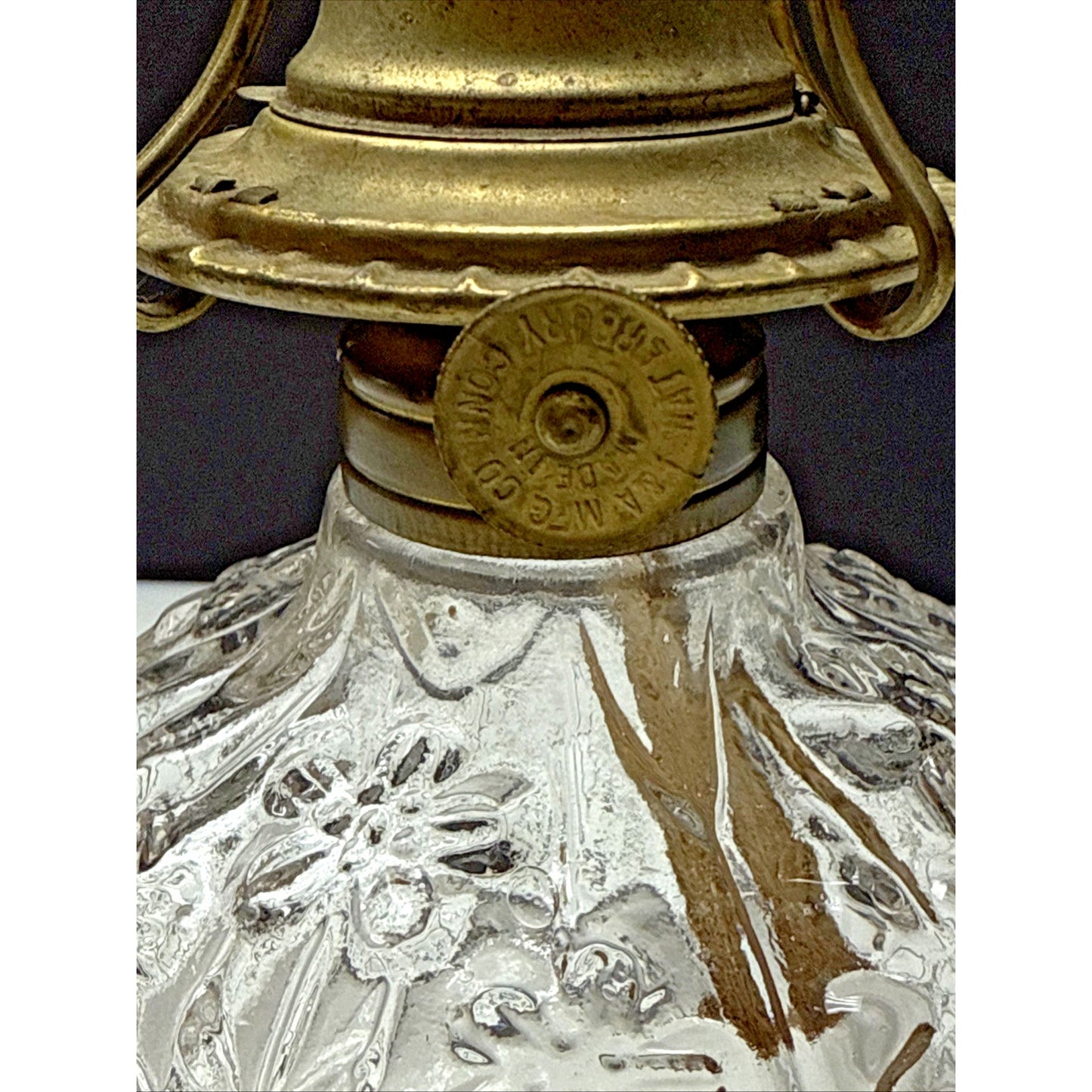 Antique EAPG Plume Atwood Triple Flower Forget Me Not Mini Oil Lamp Eagle Mfg Co