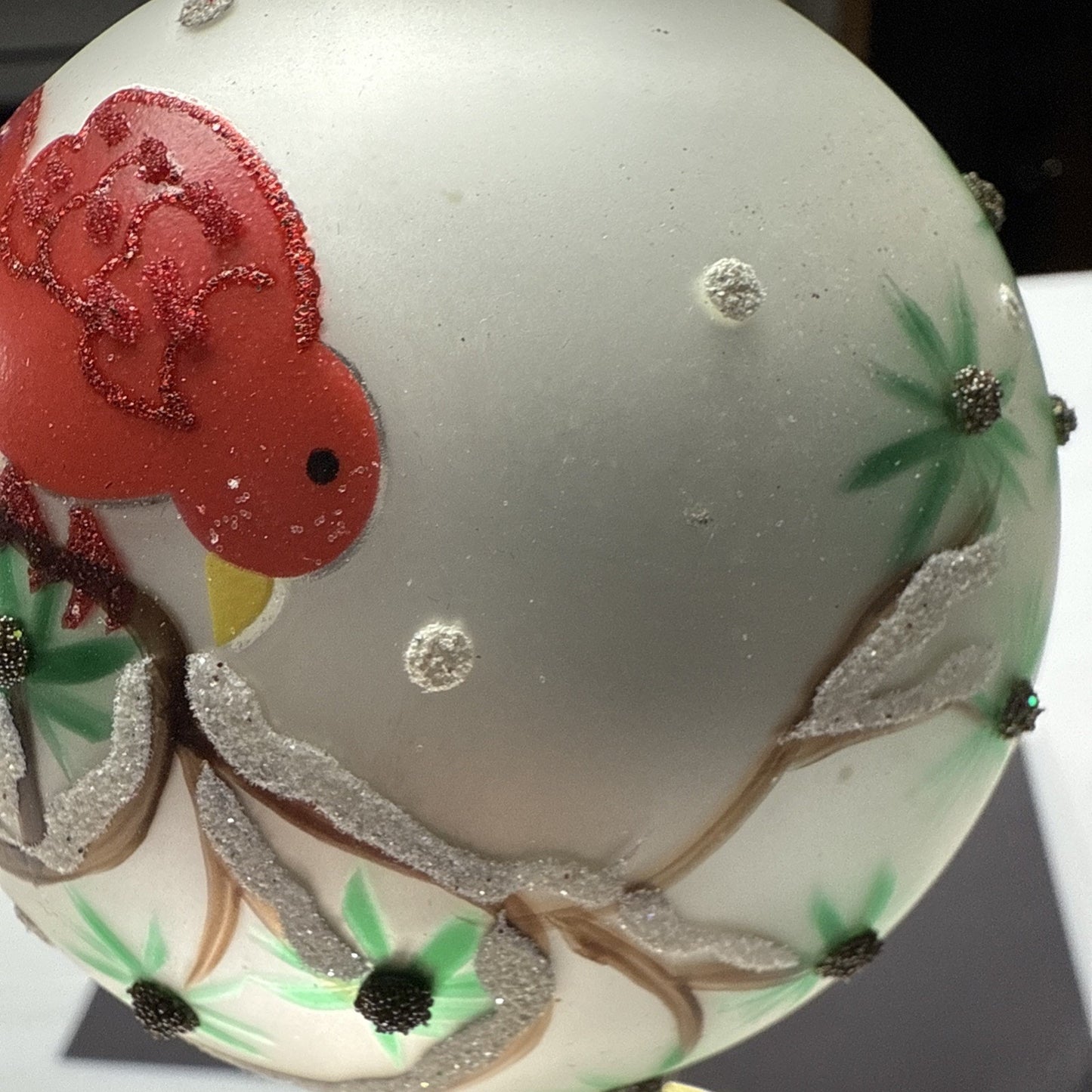 Sterling Inc Blown Mercury Glass Hand Painted Christmas Ornament Cardinals Box