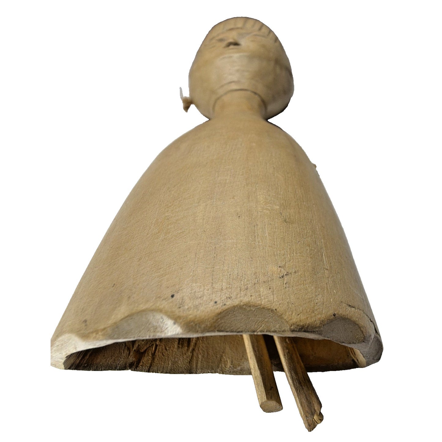 Vintage African Shaman Double Sided Wood Carved Tongue Rattle Shaker Instrument