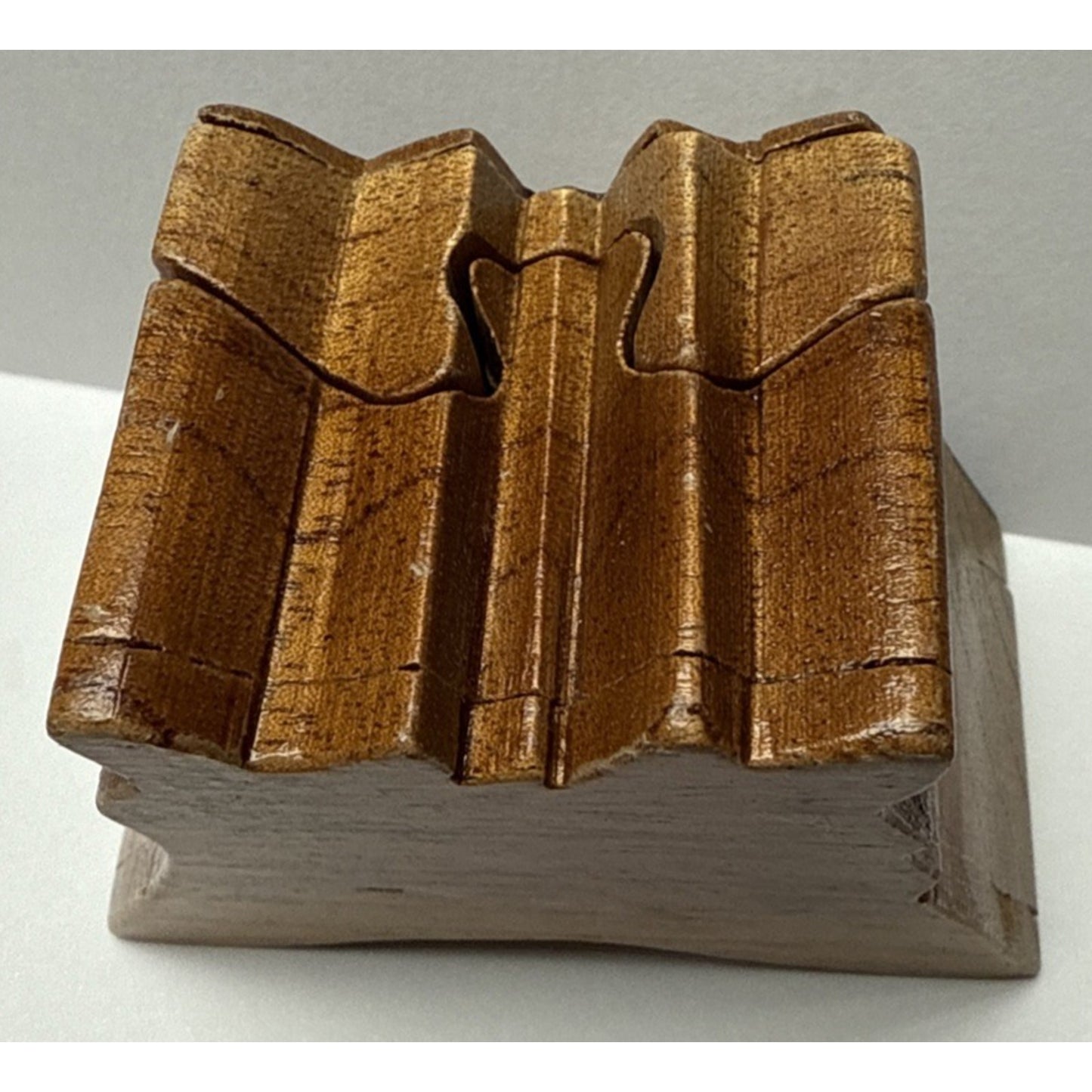 Vintage Butterfly Wood Carved Puzzle Box Trinket Jewelry Box As-Is
