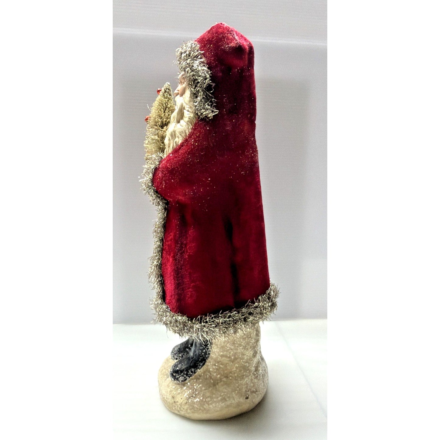 RAZ Imports Christmas Red Velvet Bersnickle Santa Figurine Tree Tinsel As Is