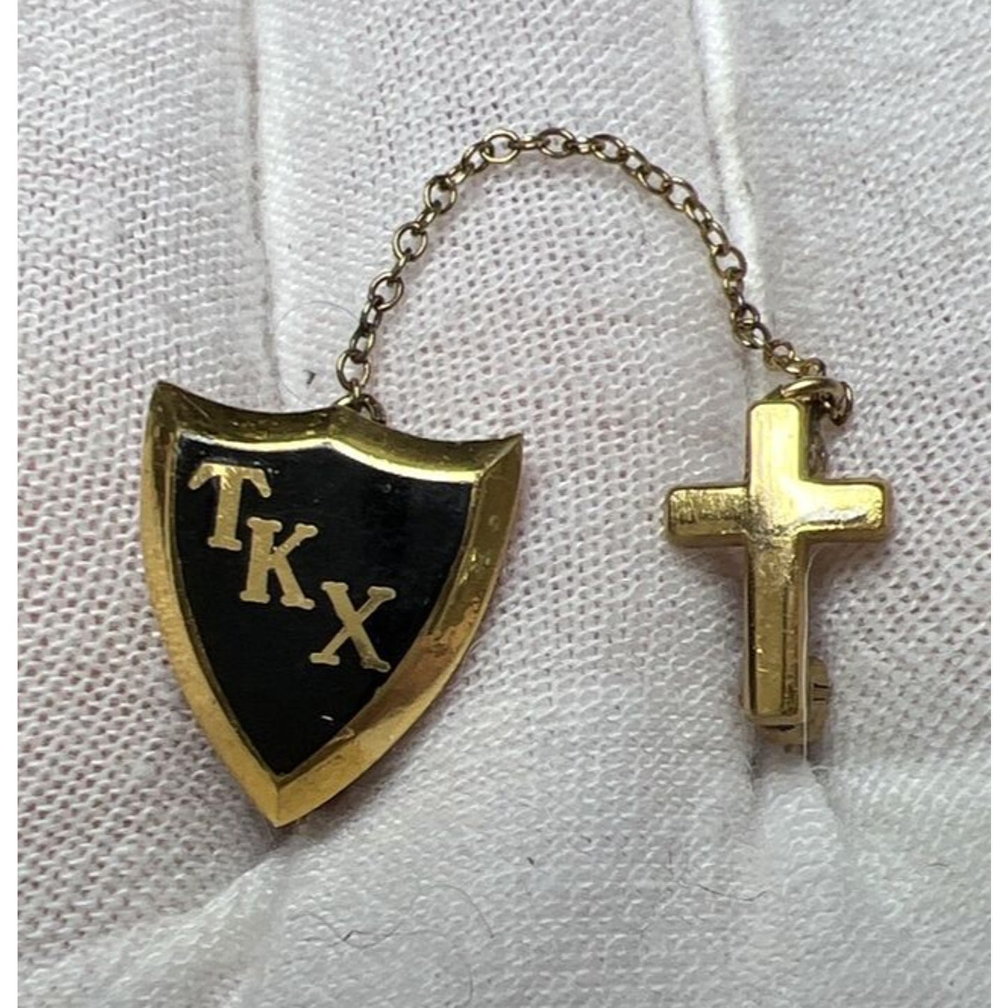 Vtg Gold Black Enamel Tau Kappa Chi Epsilon Concordia Fraternity TKX Pin Cross