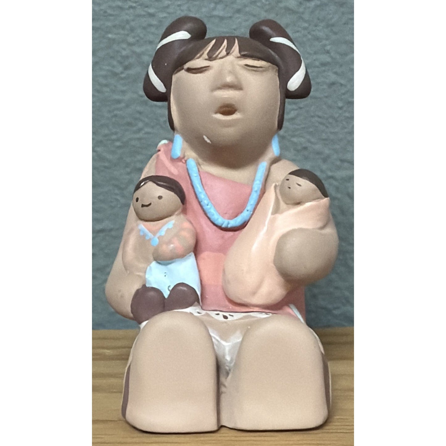 Vintage Cleo Teissedre Native American Storyteller Children Figurine 1989 Signed
