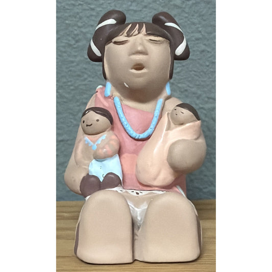 Vintage Cleo Teissedre Native American Storyteller Children Figurine 1989 Signed