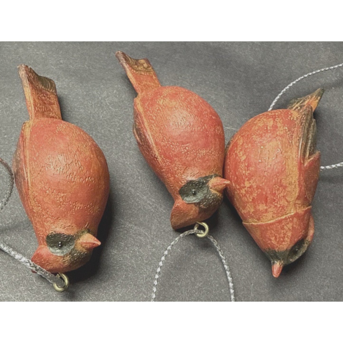 Vintage Lot of 3 Cardinal Ornaments Small Mini Resin Red Bird