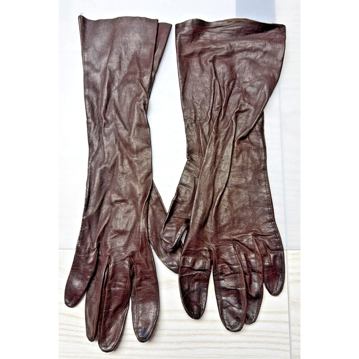 Vintage Launder Leather Brown Gloves Washable Table Cut Size 7.5 As Is