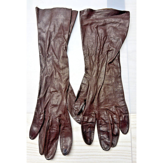 Vintage Launder Leather Brown Gloves Washable Table Cut Size 7.5 As Is