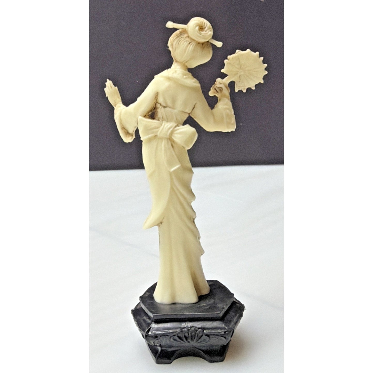 Vintage Depositato Fontanini Chinoiserie Asian Inspired Geisha Girl Fan Figurine
