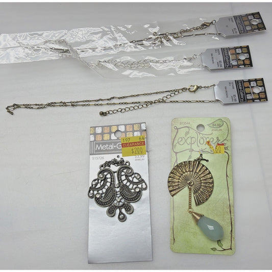 Mixed Lot of 4 Explorer Jewelry Pendant Metal Gallery Necklace Chains Charms