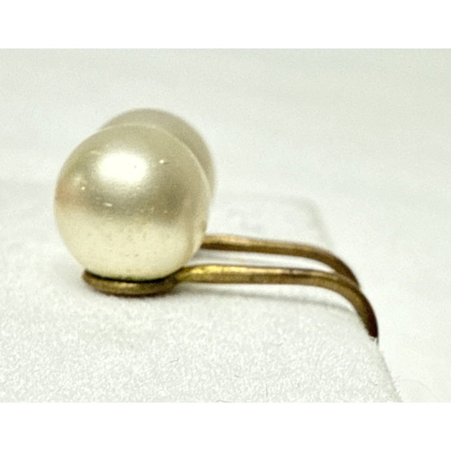 Vintage Richelieu Faux Pearl Huggie Clip On Earrings Gold Metal Brass Read