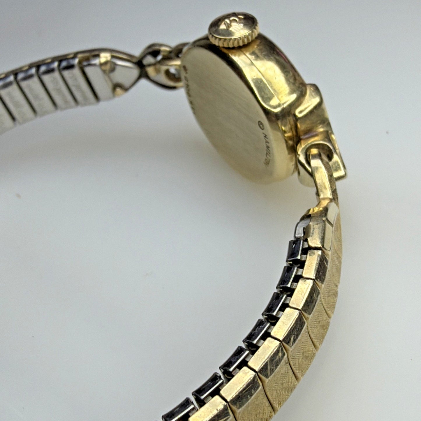 Vtg Hamilton 17 Jewel 14k Yellow Gold Wrist Watch Stretch Band Speidel USA Works