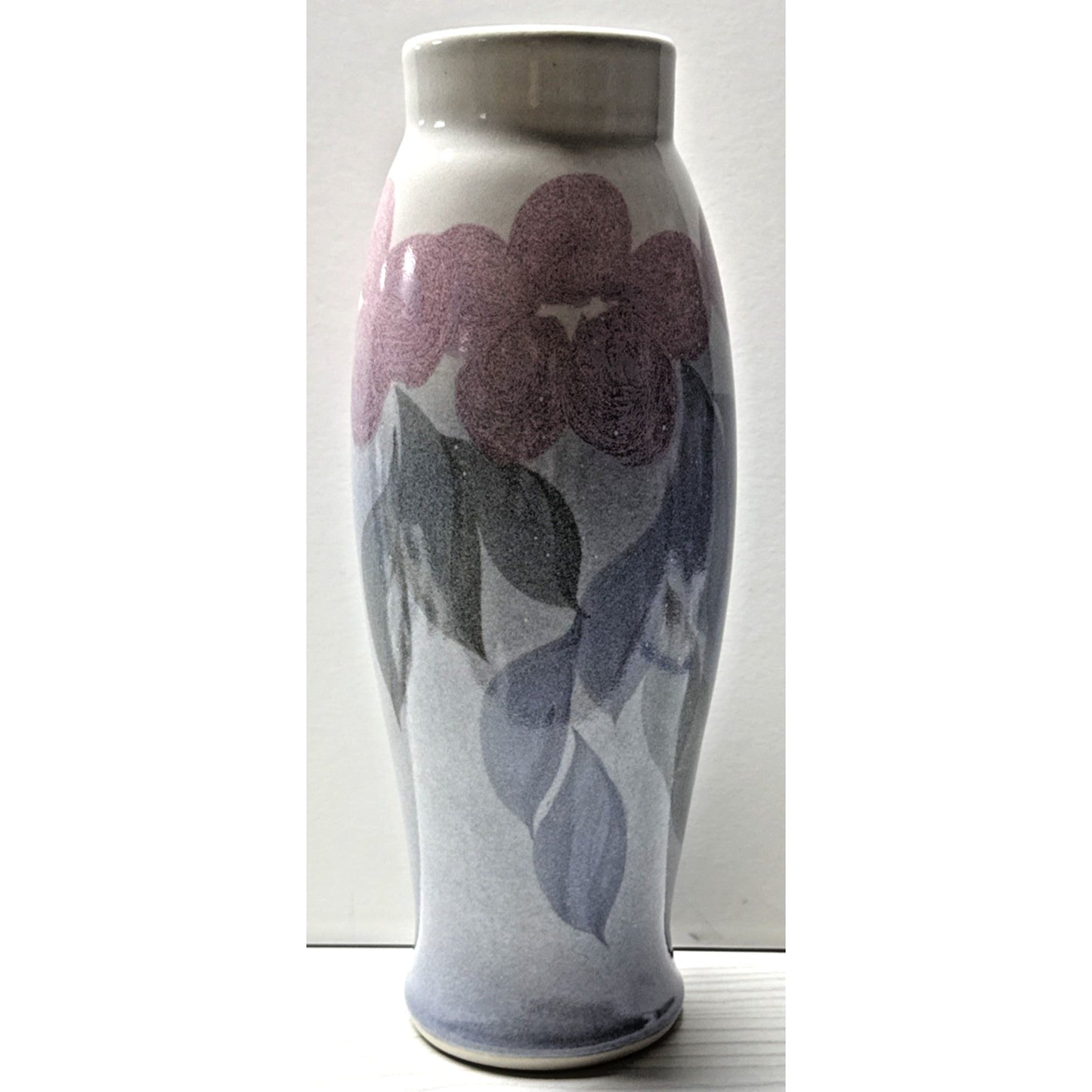 Vintage Leila Lei La Studio Art Pottery Nouveau Style Hand Painted Vase Floral