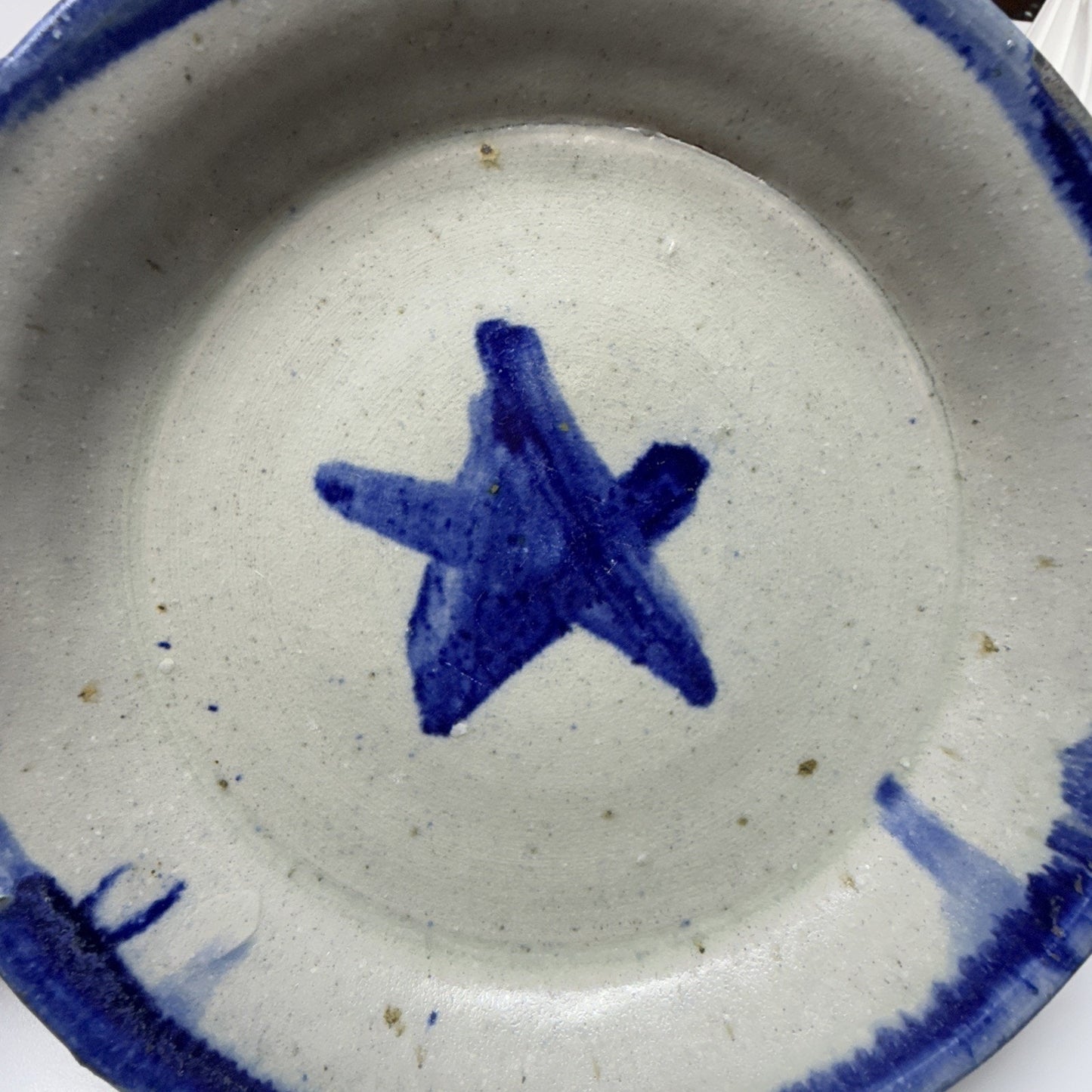 Vintage Lot of 2 HMN Art Pottery Star Platter Plate Bowls Stoneware Blue
