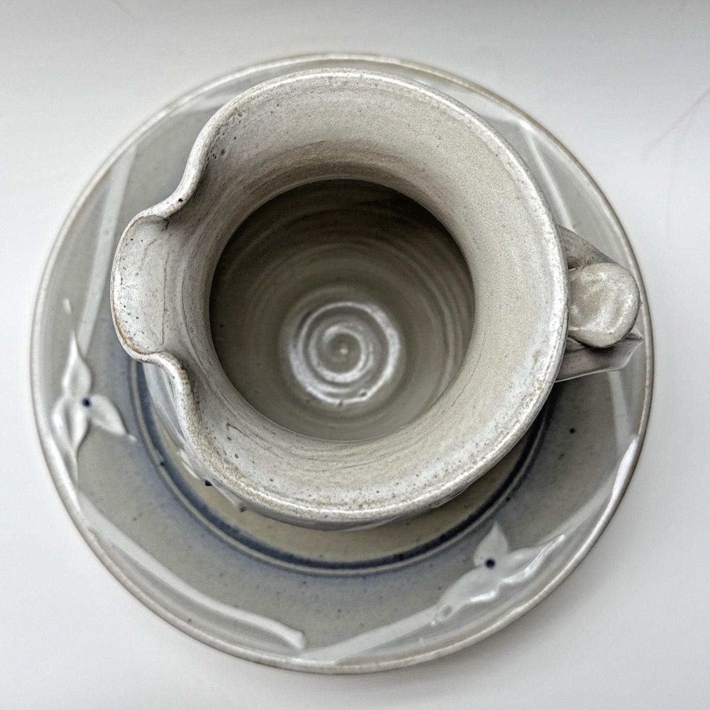 Noble Studio Art Pottery Pitcher Bowl Basin Trillium Blue White