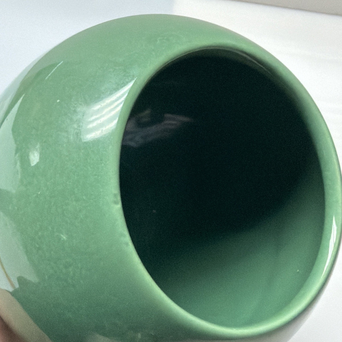 MCM Haeger Pottery Orb Spherical Ball Planter Vase As Is Green