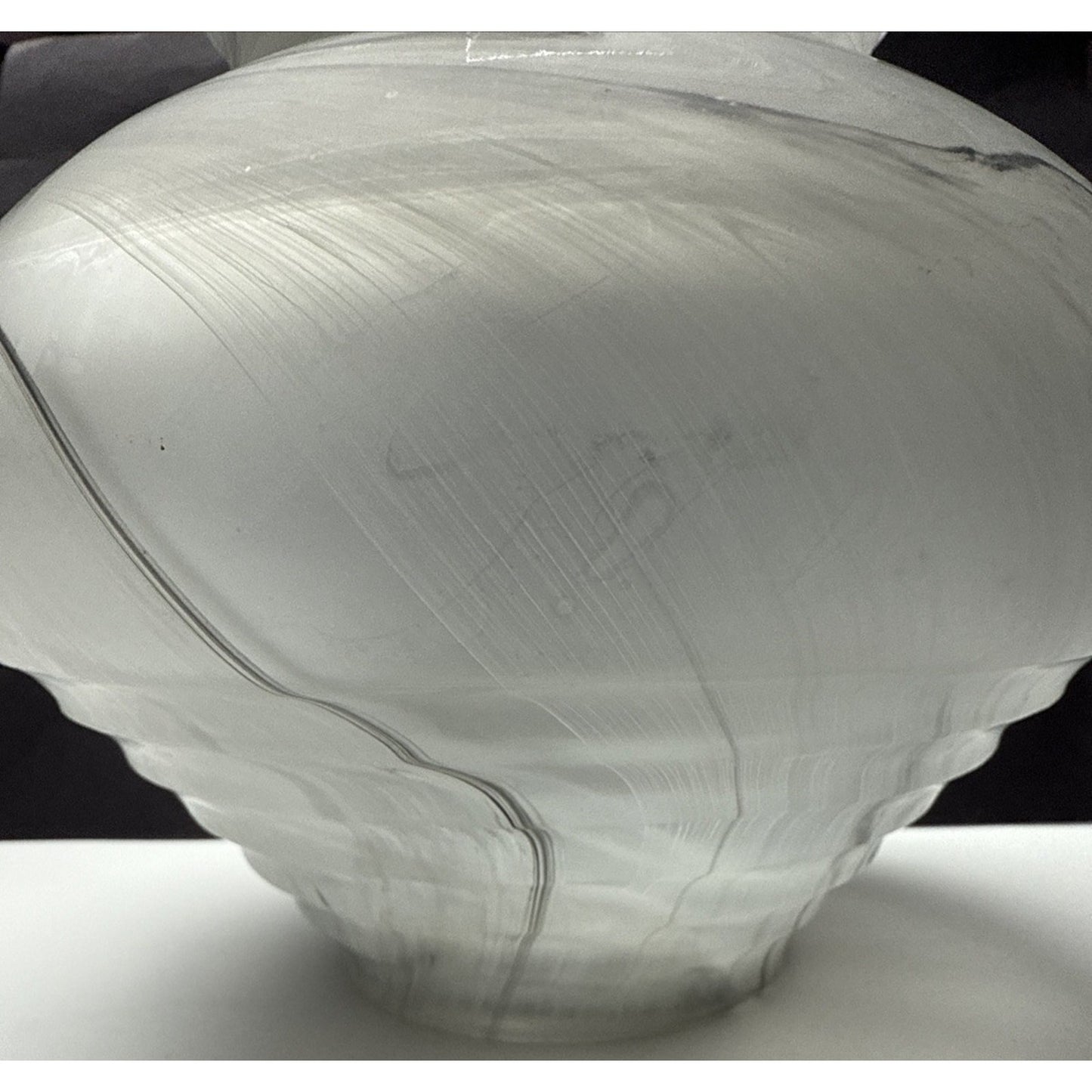MCM Germany Marble Art Glass Ribbed Vase Smokey Rings Abstract Swirl As Is