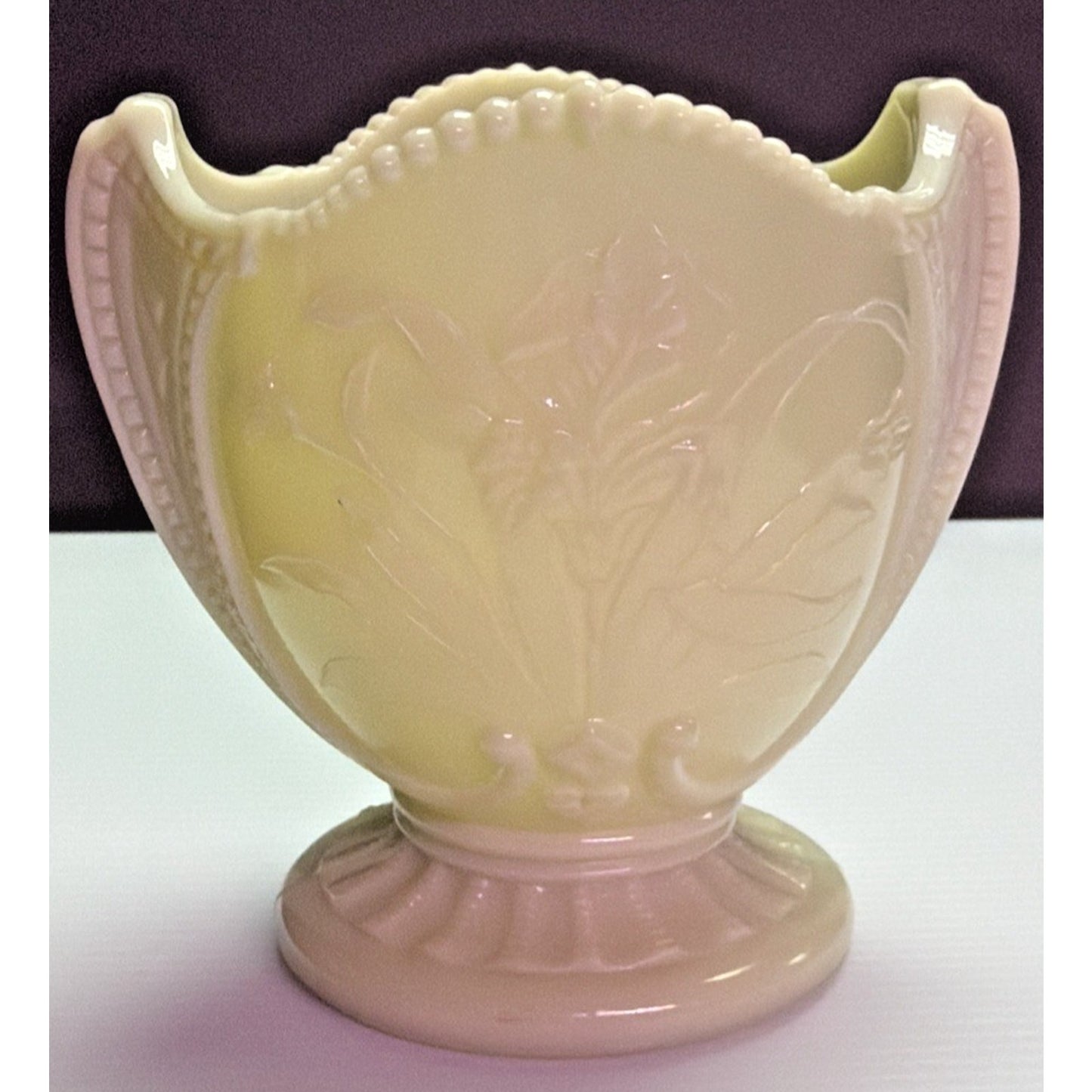 EAPG National Northwood Glass Iris Wild Bouquet Custard Spooner Spill Uranium