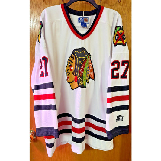 Vtg NHL Chicago Black Hawks Hockey Jeremy Roenick #27 Starter Jersey XXL As Is